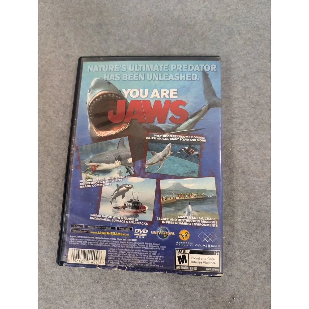 Jaws Unleashed Sony PlayStation 2 PS2 Action Game NTSC U/C SLUS-21062